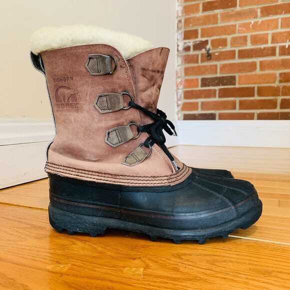 Sorel Big Horn Vintage Kaufman Canada VNC Men's Size 9 Lined Hard Weather Boots - Picture 1 of 14
